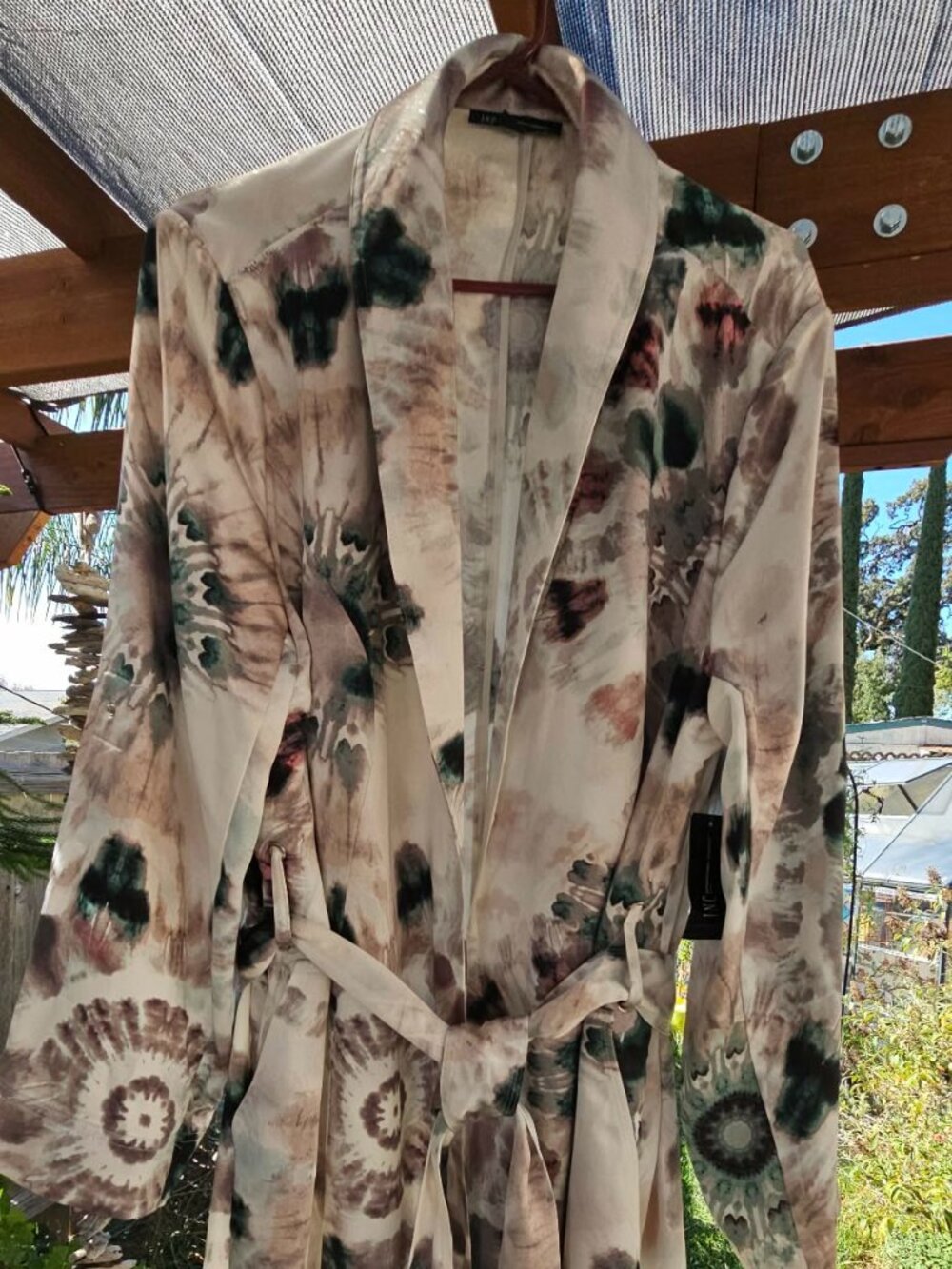 Brand New "Celestial Stars" Tie Dye Satin Trench Coat 2X Macy's NWT